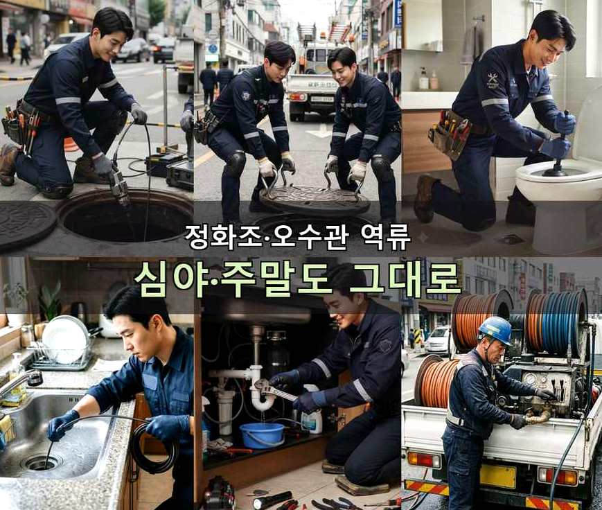 서울 강남구 압구정동 하수구 냄새 뚫음 현장 작업 사진 - 배관해결사