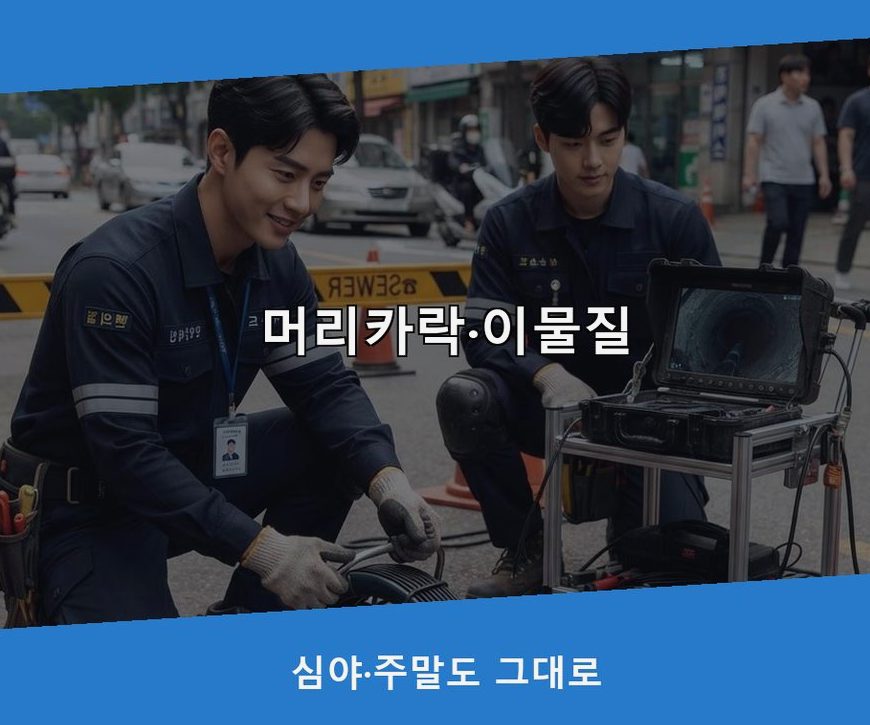 파주시 야동동 변기막힘 원인 진단 현장 작업 사진 - 배관해결사