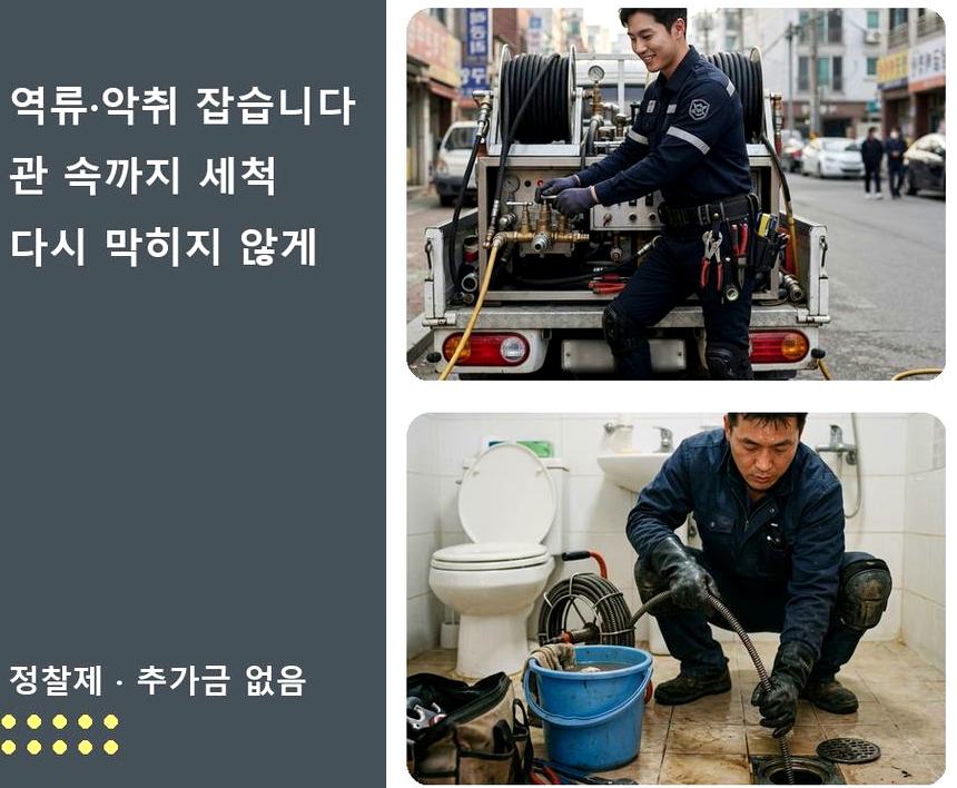 안산시상록구 양상동 배수구막힘 가격 안내 현장 작업 사진 - 배관해결사