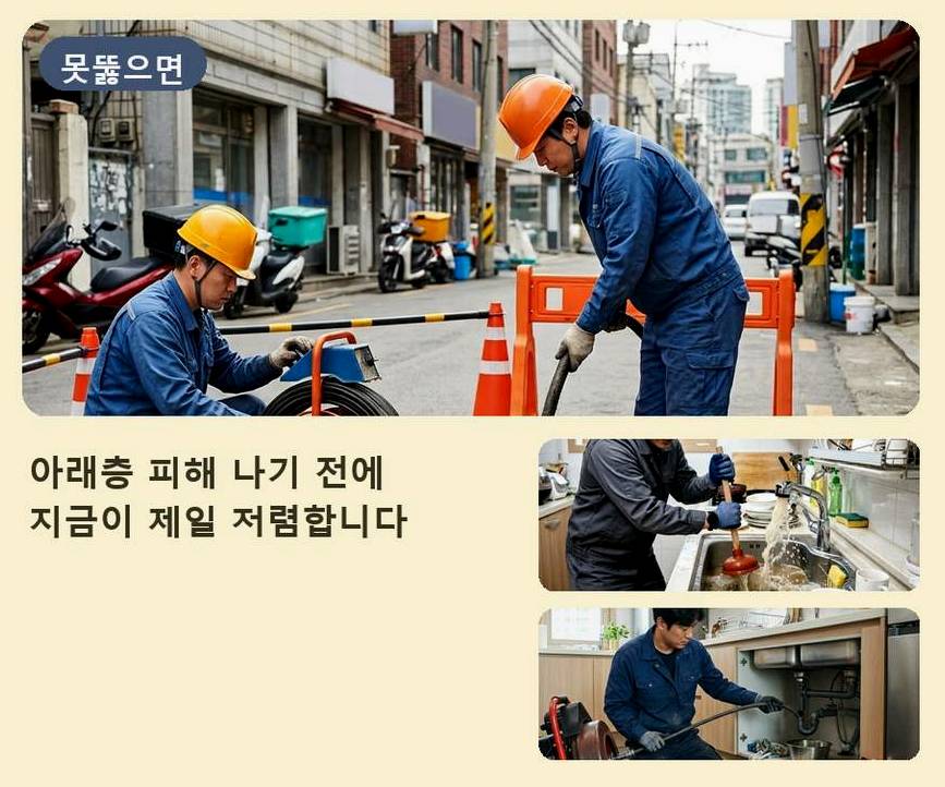 안산시상록구 양상동 싱크대막힘 야간 출동 현장 작업 사진 - 배관해결사