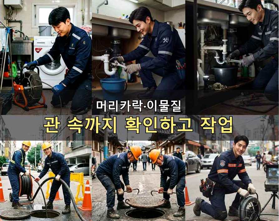 양평군 양서면국수리 배수구막힘 원인 진단 현장 작업 사진 - 배관해결사