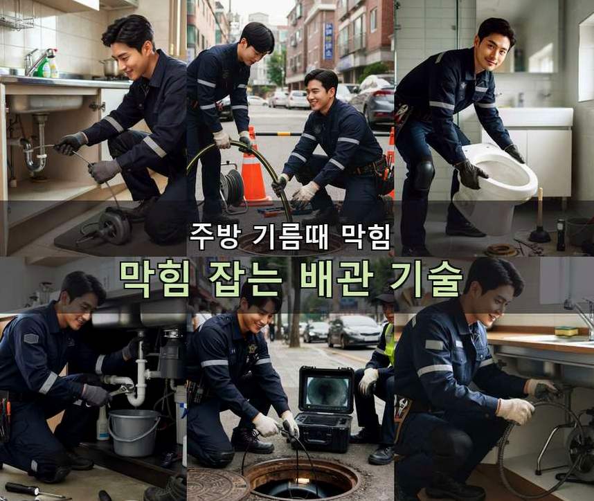 양평군 양평읍공흥리 주방 하수구막힘 24시 출동 현장 작업 사진 - 배관해결사