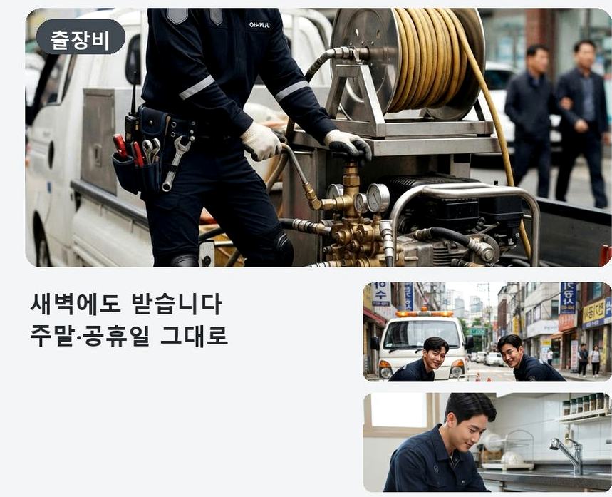 양평군 양평읍공흥리 하수구 냄새 뚫음 현장 작업 사진 - 배관해결사