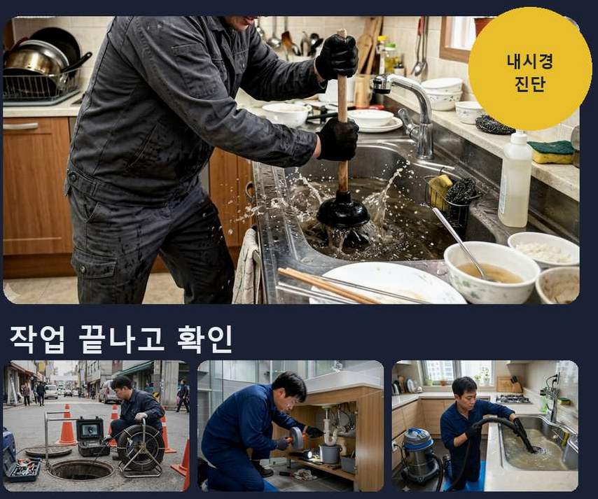 서울 강남구 역삼동 배수구막힘 비용 현장 작업 사진 - 배관해결사