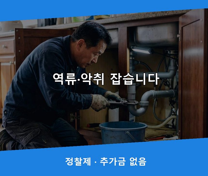 수원시장안구 연무동 세탁기 배수구막힘 원인 진단 현장 작업 사진 - 배관해결사