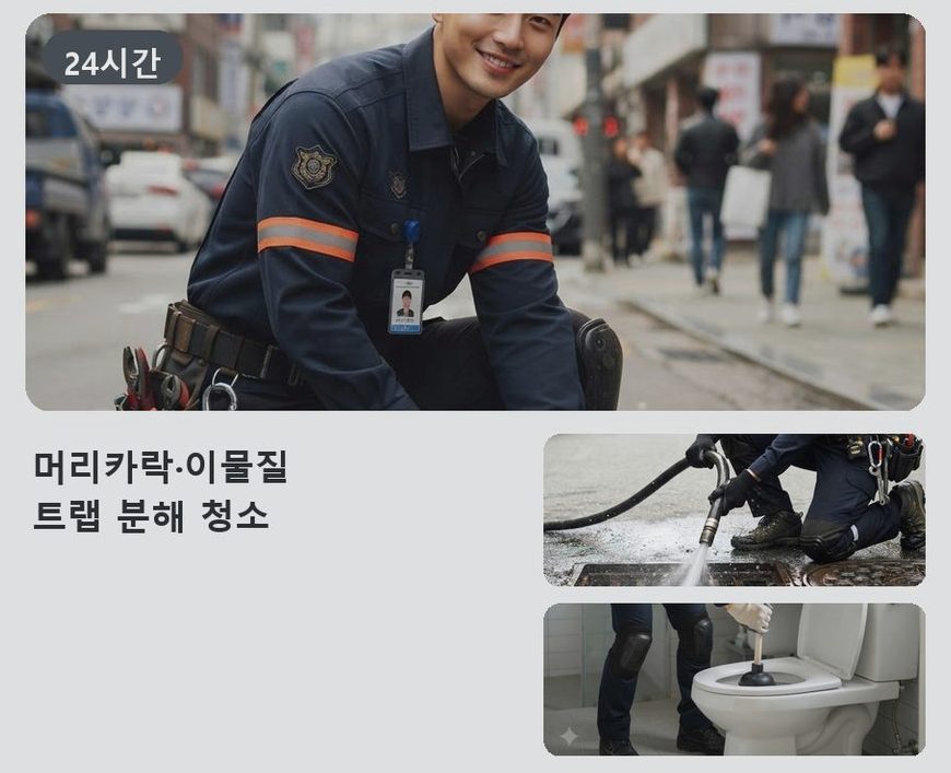 수원시장안구 연무동 하수구막힘 고압세척·관통 작업 모습