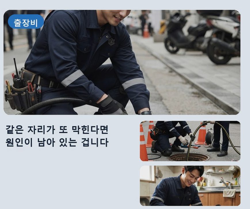 연천군 연천읍고문리 화장실 하수구막힘 야간 출동 현장 작업 사진 - 배관해결사