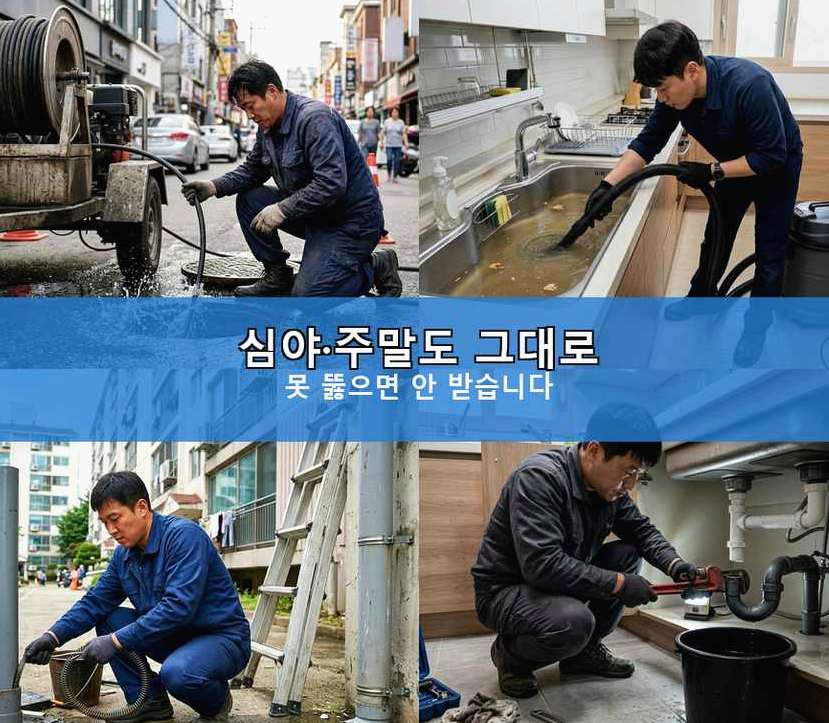 서울 강서구 염창동 변기막힘 당일 처리 현장 작업 사진 - 배관해결사