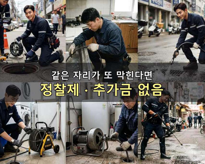 수원시장안구 영화동 배수구막힘 당일 처리 현장 작업 사진 - 배관해결사