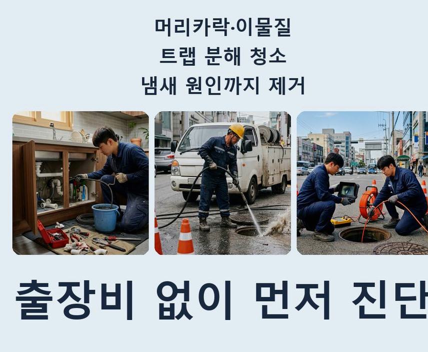 수원시장안구 율전동 하수구막힘 고압세척·관통 작업 모습