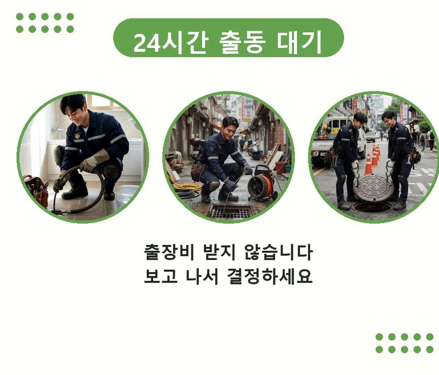 서울 강서구 오곡동 하수구막힘 야간 출동 현장 작업 사진 - 배관해결사