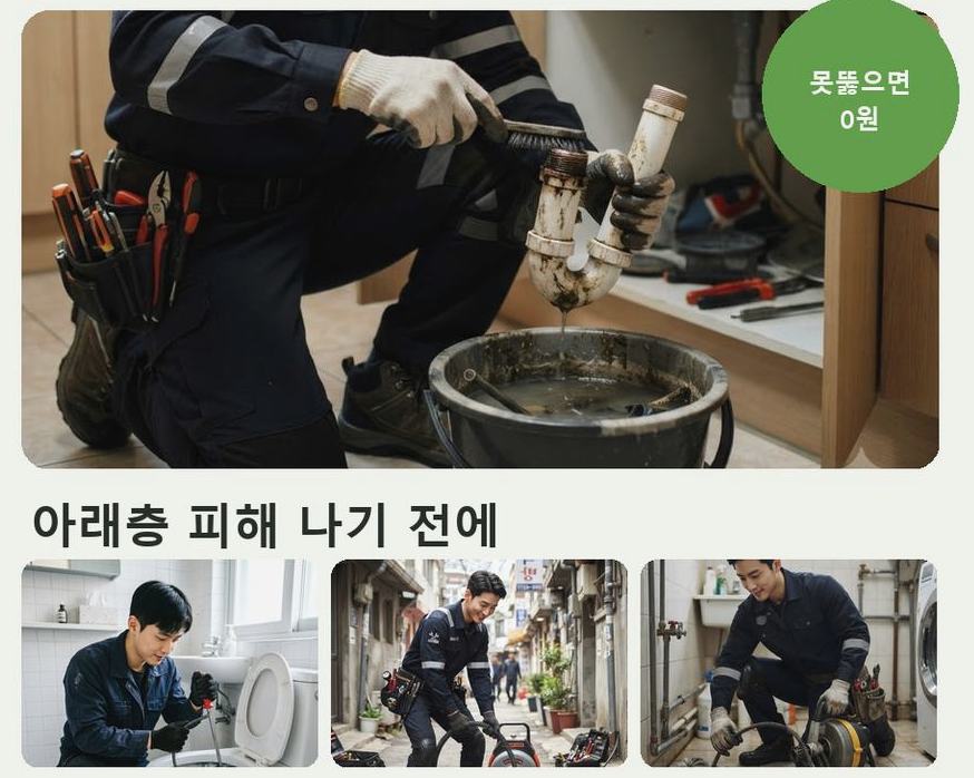 파주시 오도동 변기막힘 비용 현장 작업 사진 - 배관해결사