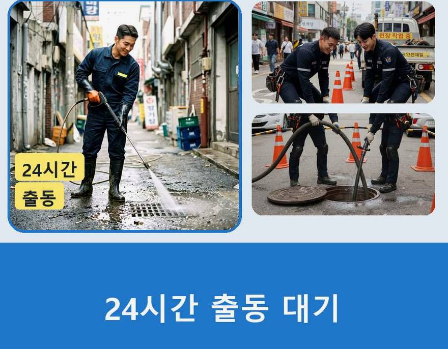 서울 구로구 오류동 정화조막힘 긴급출동 현장 작업 사진 - 배관해결사