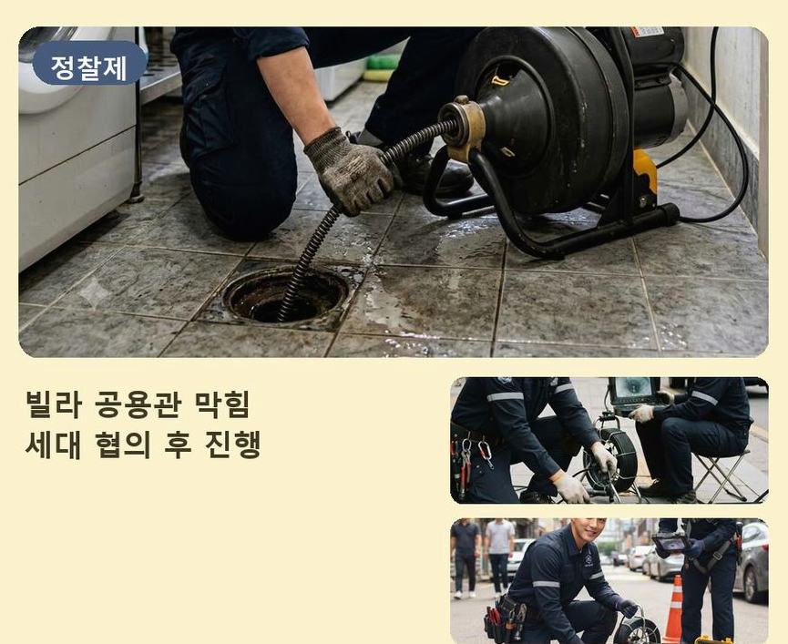 서울 강서구 오쇠동 변기막힘 원인 진단 현장 작업 사진 - 배관해결사