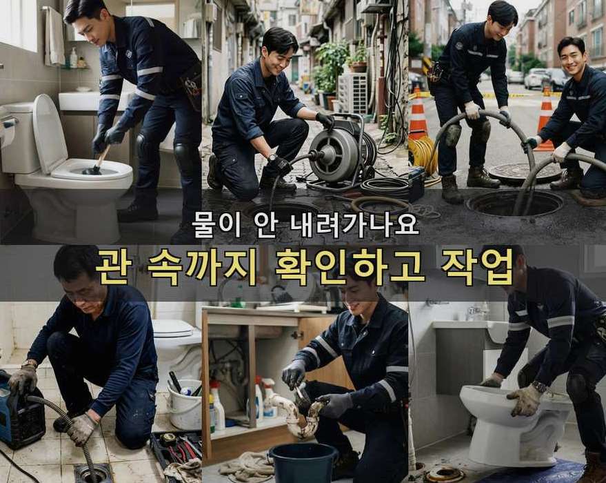 서울 성동구 옥수동 변기막힘 당일 처리 현장 작업 사진 - 배관해결사