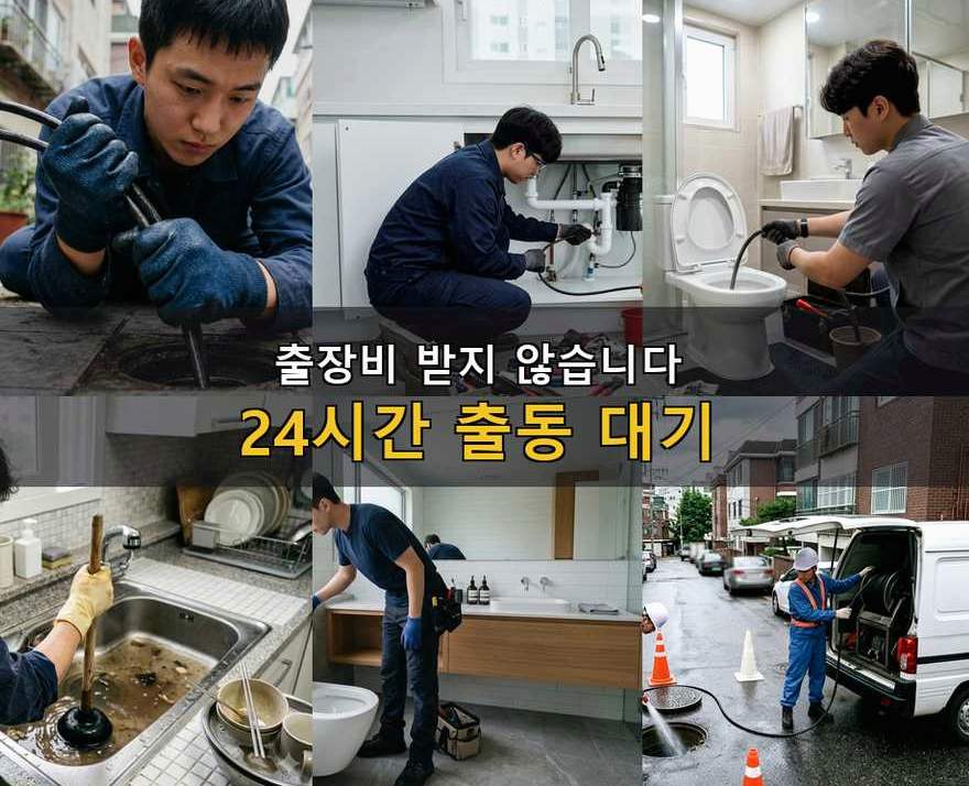 양주시 은현면도하리 싱크대막힘 고압세척·관통 작업 모습