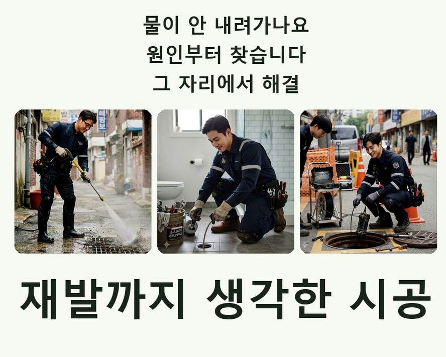 양평군 옥천면신복리 오수관막힘 야간 출동 현장 작업 사진 - 배관해결사