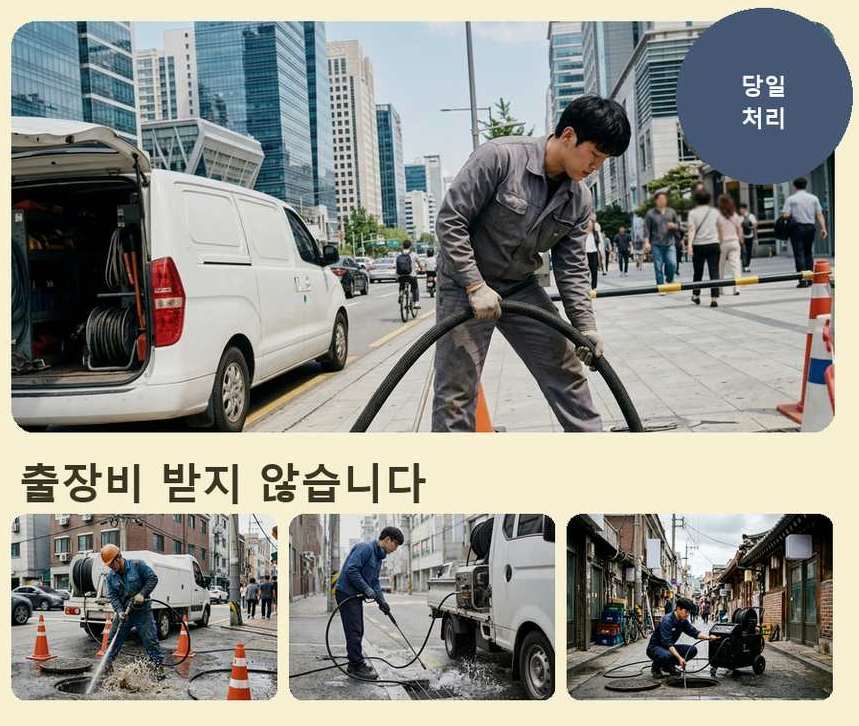 서울 구로구 온수동 하수구막힘 24시 출동 현장 작업 사진 - 배관해결사
