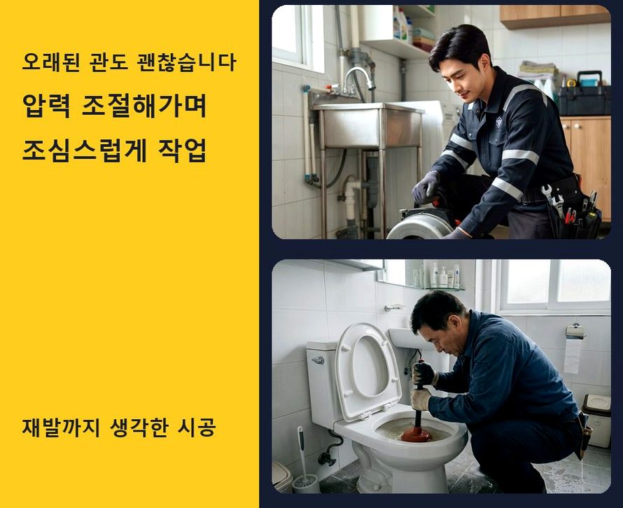 파주시 와동동 배수구막힘 원인 진단 현장 작업 사진 - 배관해결사