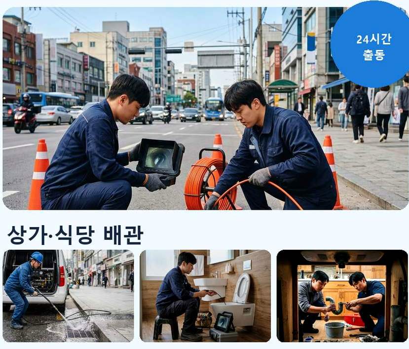 서울 성동구 용답동 배수구막힘 비용 현장 작업 사진 - 배관해결사