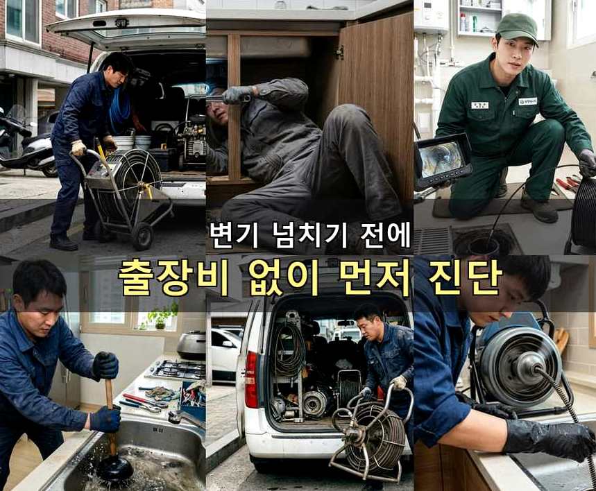 과천시 원문동 배수구막힘 긴급출동 현장 작업 사진 - 배관해결사