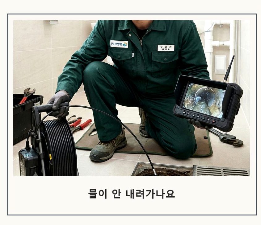 파주시 월롱면능산리 배수구막힘 뚫음 현장 작업 사진 - 배관해결사