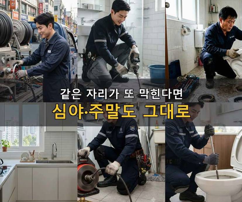 안산시상록구 월피동 배수구막힘 원인 진단 현장 작업 사진 - 배관해결사