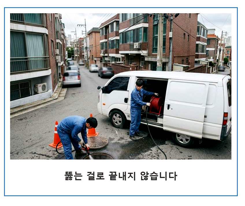수원시장안구 율전동 배수구막힘 고압세척·관통 작업 모습