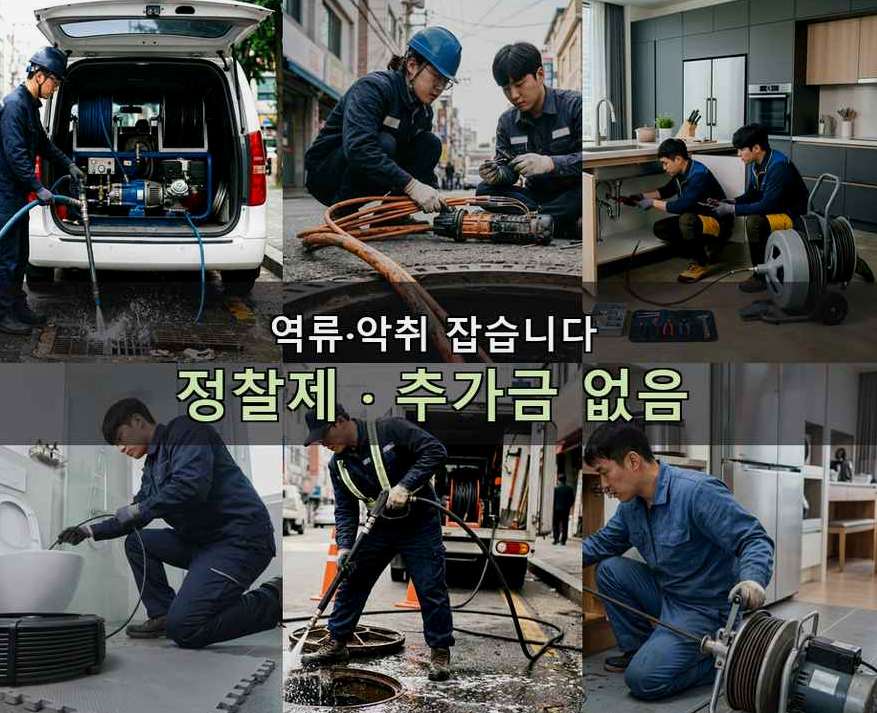 수원시장안구 율전동 오수관막힘 빠른 해결 현장 작업 사진 - 배관해결사