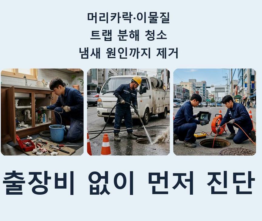수원시장안구 율전동 욕실 배수구막힘 야간 출동 현장 작업 사진 - 배관해결사