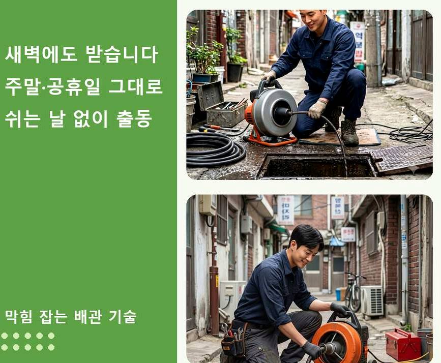 수원시장안구 율전동 정화조막힘 비용 현장 작업 사진 - 배관해결사