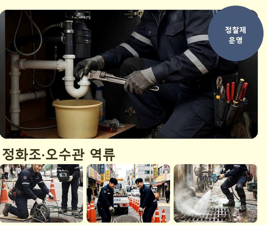 양주시 율정동 하수구막힘 업체 현장 작업 사진 - 배관해결사