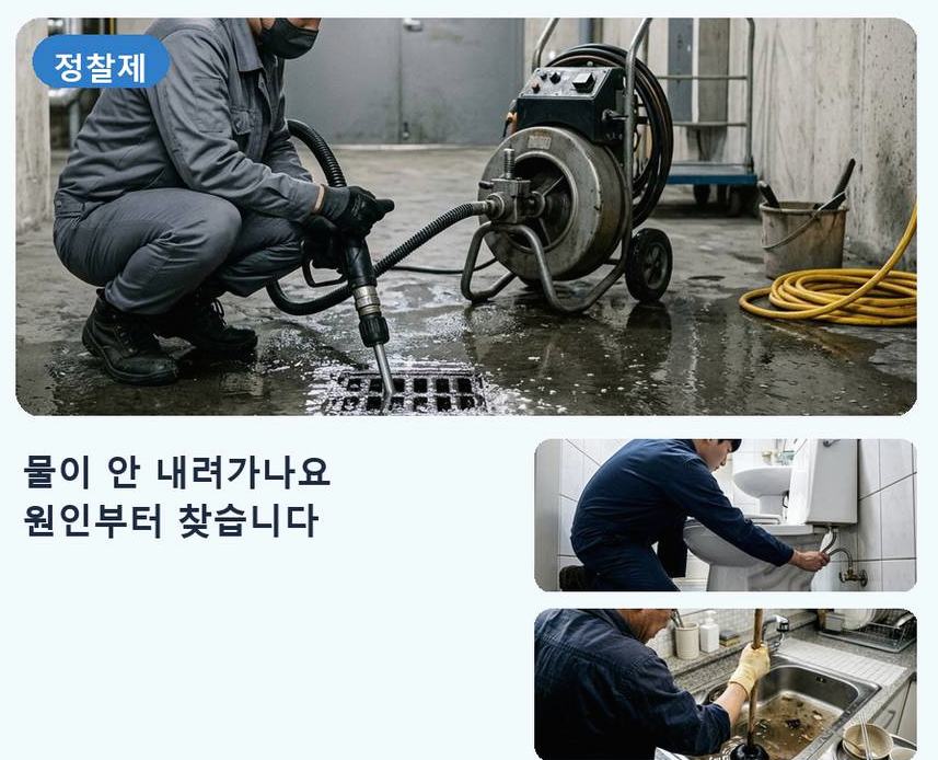 서울 강남구 율현동 배수구막힘 긴급출동 현장 작업 사진 - 배관해결사