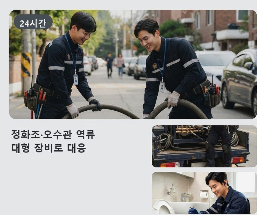 양주시 고암동 하수구막힘 고압세척·관통 작업 모습
