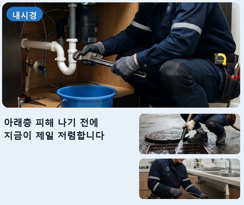 안산시상록구 이동 배수구막힘 뚫음 현장 작업 사진 - 배관해결사