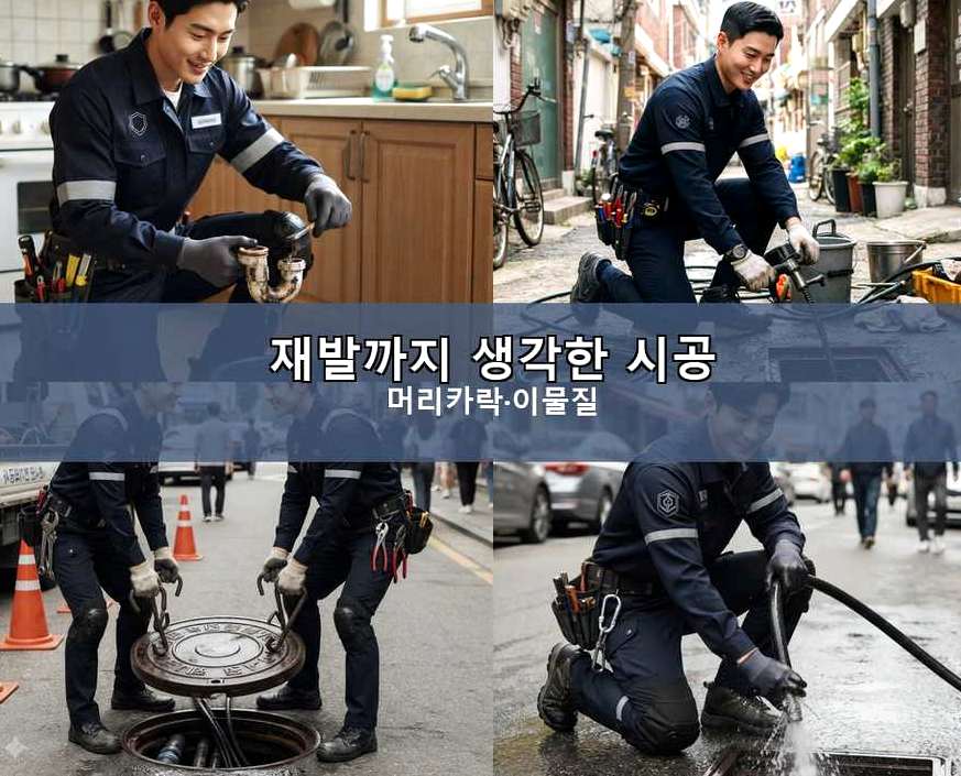 수원시장안구 이목동 하수구 냄새 원인 진단 현장 작업 사진 - 배관해결사