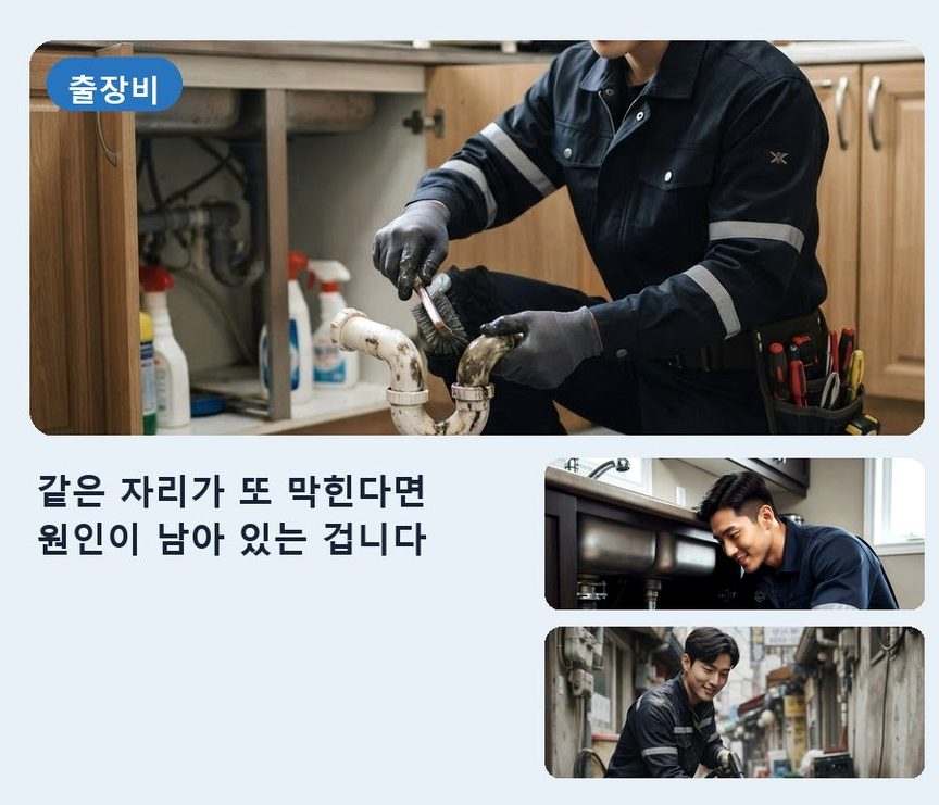 수원시장안구 이목동 하수구 역류 전문 업체 현장 작업 사진 - 배관해결사