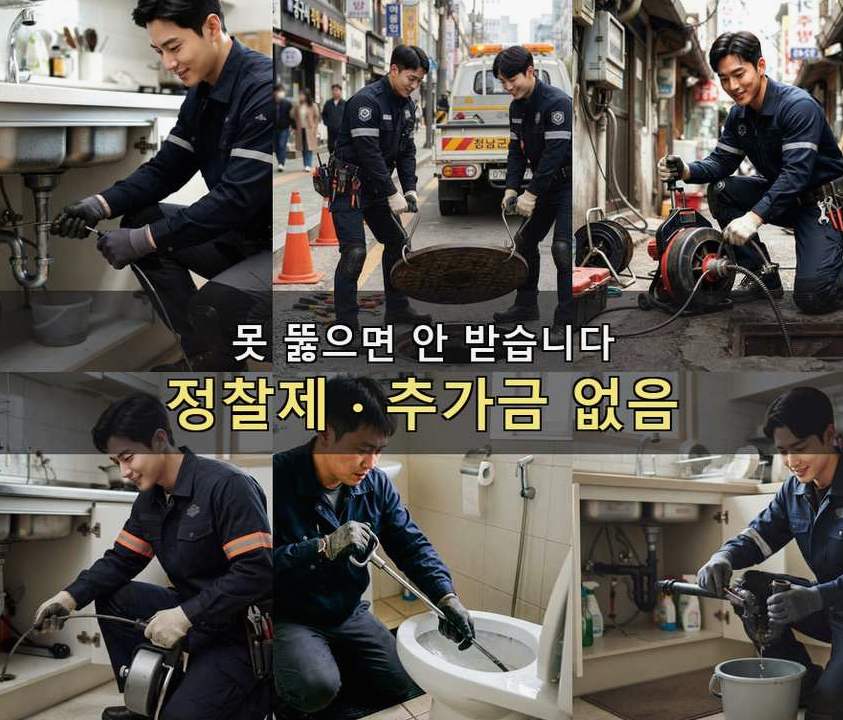 안산시상록구 일동 하수구막힘 야간 출동 현장 작업 사진 - 배관해결사