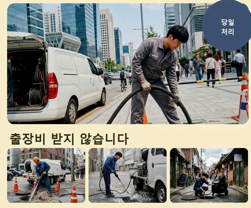 서울 강남구 일원동 변기막힘 뚫음 현장 작업 사진 - 배관해결사