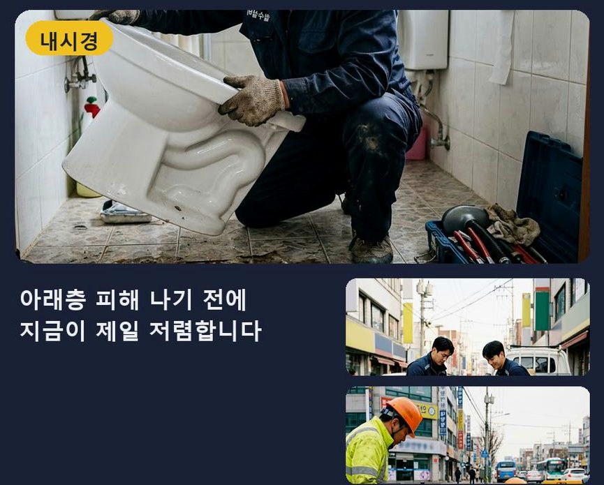 수원시권선구 입북동 배수구막힘 당일 처리 현장 작업 사진 - 배관해결사