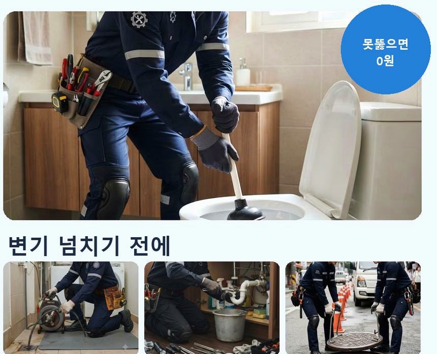 연천군 장남면원당리 세탁기 배수구막힘 뚫음 현장 작업 사진 - 배관해결사