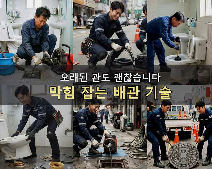 안산시상록구 장하동 변기막힘 뚫음 현장 작업 사진 - 배관해결사