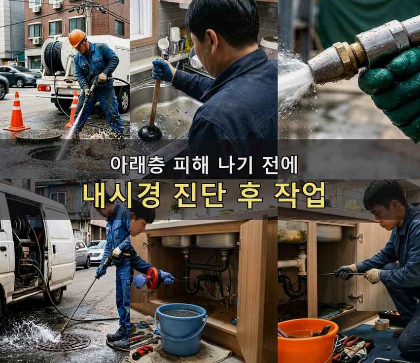 안산시상록구 장하동 싱크대막힘 24시 출동 현장 작업 사진 - 배관해결사