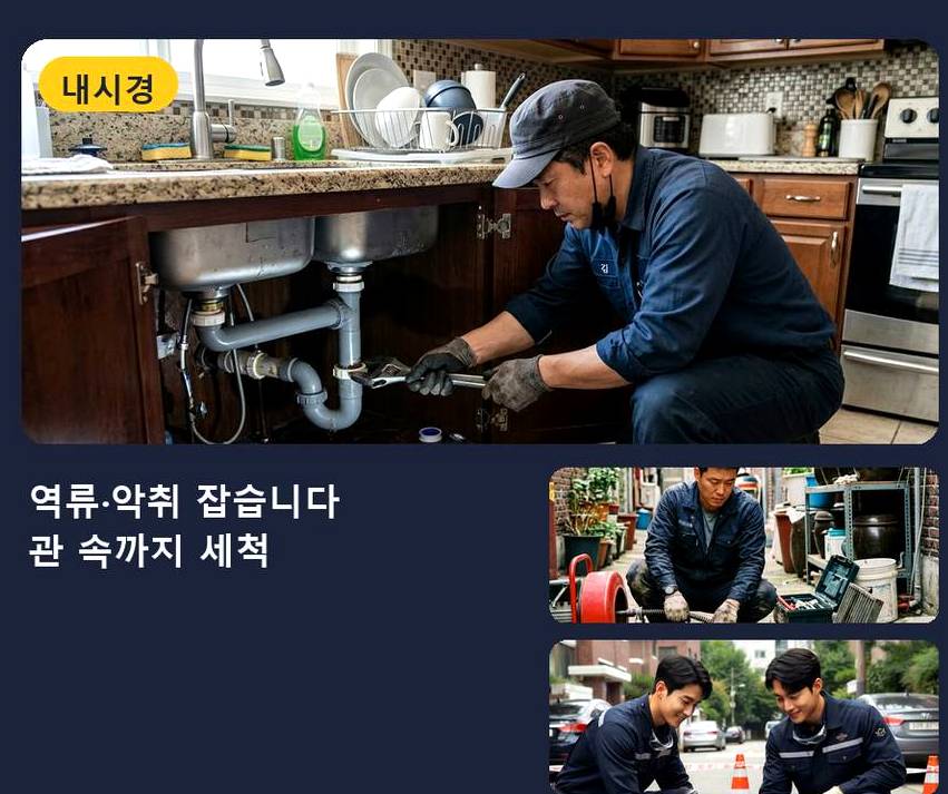 양주시 장흥면교현리 하수구막힘 야간 출동 현장 작업 사진 - 배관해결사