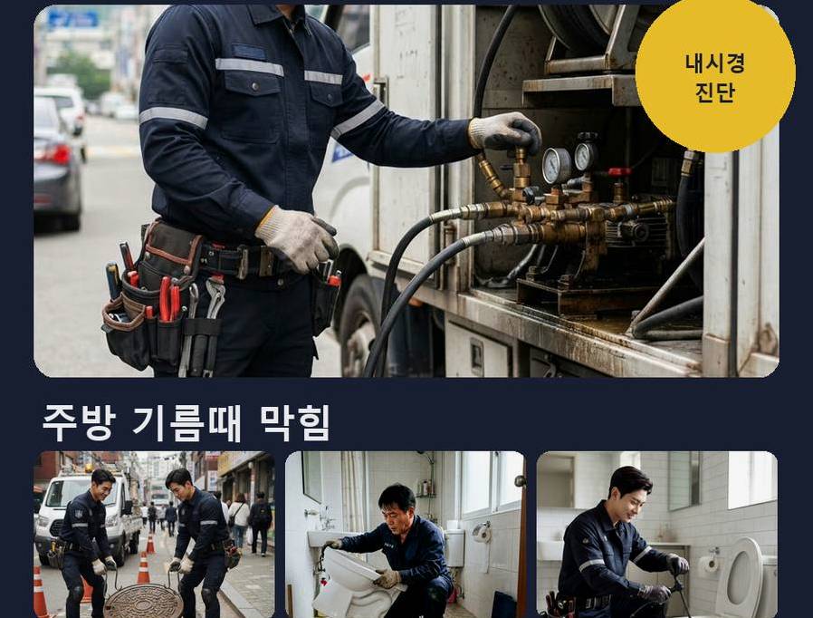 연천군 전곡읍간파리 고압세척 야간 출동 현장 작업 사진 - 배관해결사