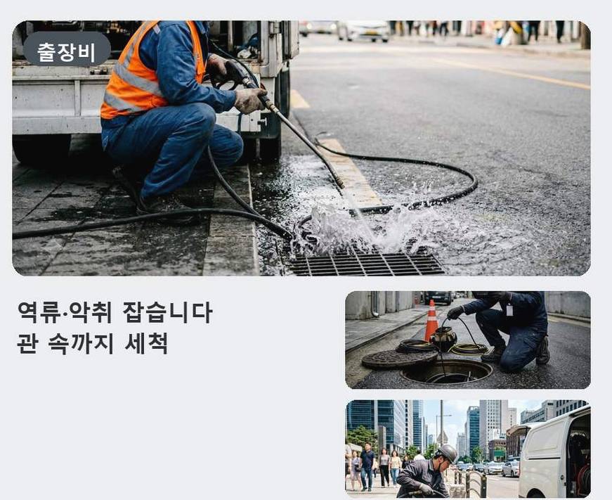 연천군 전곡읍간파리 베란다 배수구막힘 가격 안내 현장 작업 사진 - 배관해결사