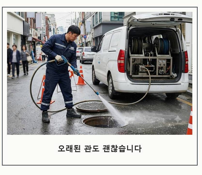 연천군 전곡읍간파리 하수구막힘 고압세척·관통 작업 모습
