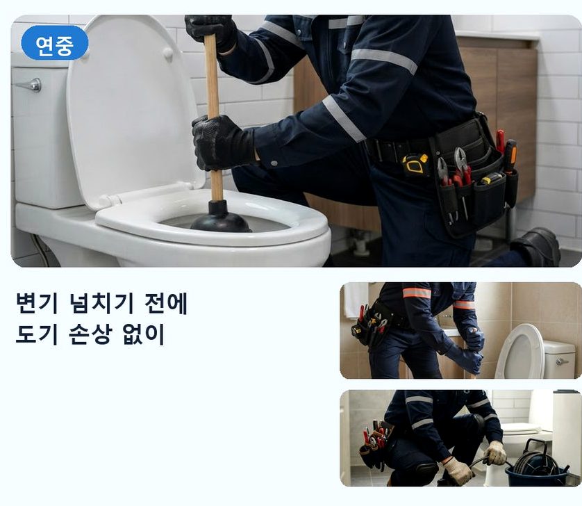 용인시수지구 죽전동 주방 하수구막힘 야간 출동 현장 작업 사진 - 배관해결사
