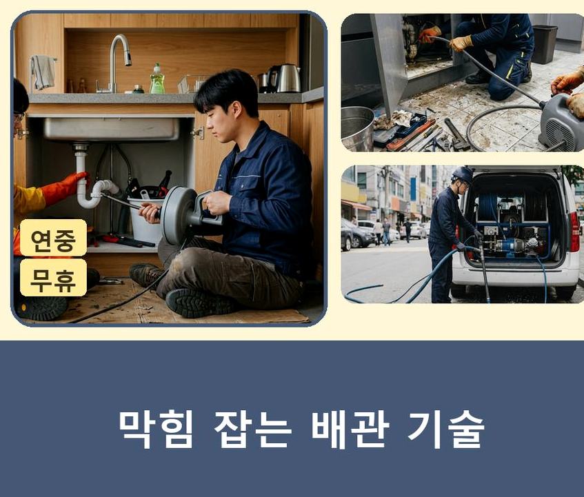 용인시수지구 죽전동 하수구막힘 야간 출동 현장 작업 사진 - 배관해결사