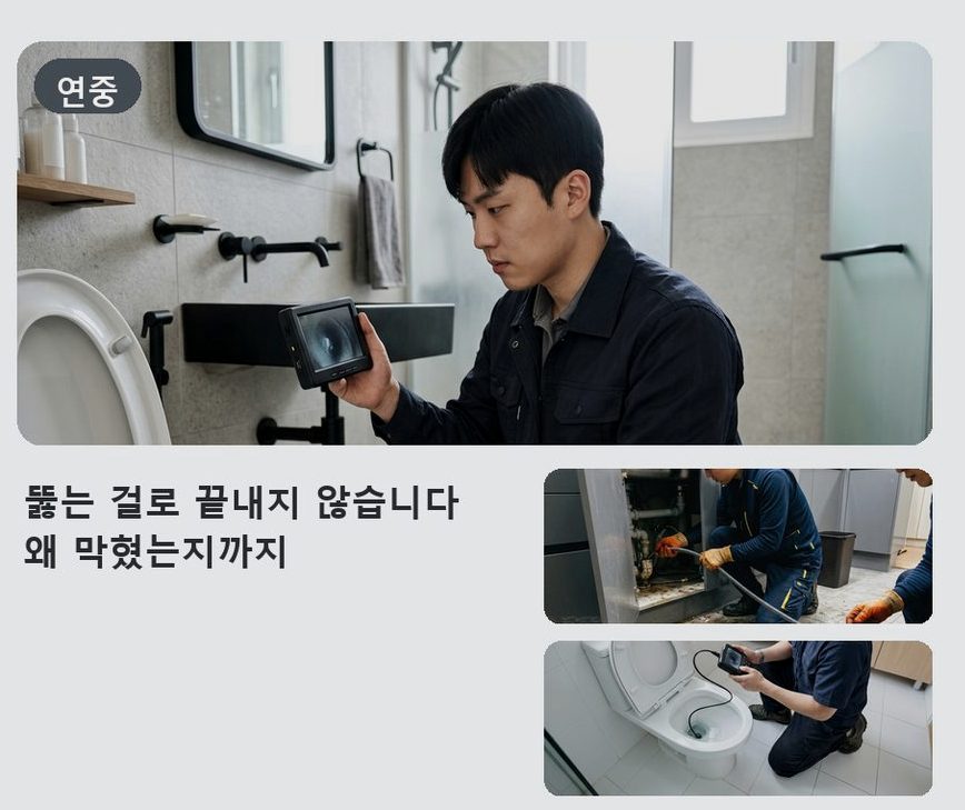 과천시 중앙동 변기막힘 비용 현장 작업 사진 - 배관해결사